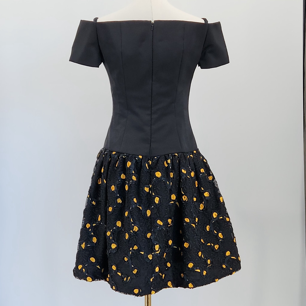 Scaasi Nights Vintage 80s Off Shoulder Dress Size 4 MET Cocktail Designer - Picture 3 of 10